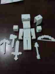 Minecraft Steve ve aletli zırhı.