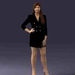 000278 Female Model in Black Business Dress 0708