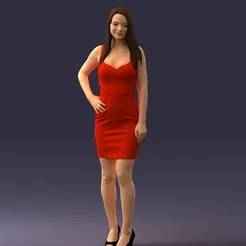 000293 Young Woman in a Fitted Red Dress 1008