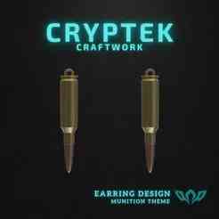 01. .224 Valkyrie Cartridge - Hornady - Valkyrie Velocity: .224 Cartridge Hornady Earring 3D Print File - Military Ammunition Necklace - Sniper Rifle Ammo