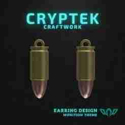 01. 9x19mm Parabellum - Remington - Compact Legend: 9x19mm Parabellum Remington Ammo Earring 3D Print File - Military Ammunition Necklace - Handgun Ammunition