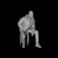 1/64 3D digital model of a boy sitting with his hands in his pockets