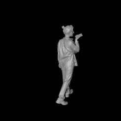 1/64 3D digital model of a girl walking and chatting on her phone