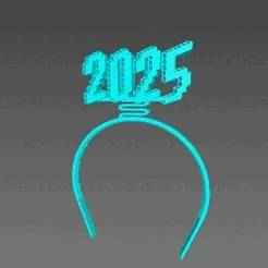 2025 New Years Springy Headband - Isometric 3D Style