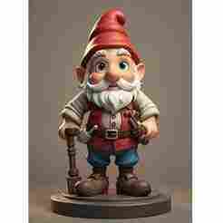 2265 Fairy Tale Gnome - Color Full-Body Figurine on Base, magic, creature, fantasy, wood, faun, gorgon, warrior, wild, fox, monster, cat, dog, fair, witch, werewolf, horror, beast, gothic, troll