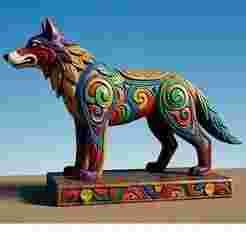 2273 Color 3D Model of a Totem-Style Wolf on a Pedestal, pug, dachshund, poodle, cat, dog, monkey, elephant, beagle, bear, lion, fox, faun, pomeranian, troll, platypus, majestic, totem, fantasy, crocodile
