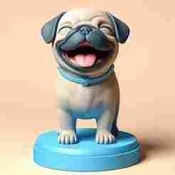 2316 Color Laughing Pug - 3D-Printed Statue, pug, dachshund, poodle, cat, dog, monkey, zebra, animal, armadillo, lion, fox, faun, pomeranian, troll, platypus, majestic, sculpture, fantasy, crocodile