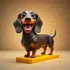 2322 Laughing Dachshund - Color 3D-Printed Statue, pug, dachshund, dachshund, poodle, rooster, dog, dogue, beagle, peacock, lion, fox, bull terrier, pomeranian, galgo, wolf, doberman pinscher, newfoundland, decorative, crocodile