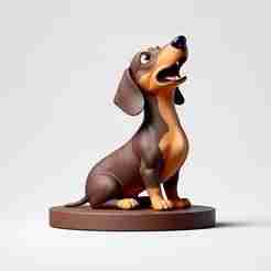 2354 Laughing Dachshund - Color 3D-Printed Statue, pug, dachshund, poodle, rooster, dog, dogue, beagle, peacock, lion, fox, bull terrier, pomeranian, galgo, wolf, doberman pinscher, newfoundland, decorative, crocodile