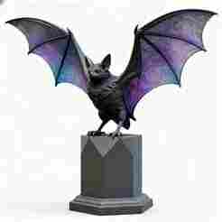 2420 Bat with Spread Wings on Pedestal - Color 3D Model, Halloween, magic, spider, mask, gnome, gorgon, wild, bat, monster, mutant, fair, witch, werewolf, horror, beast, mutant spider, skeleton, skull