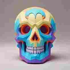 2426 Color 3D Model of a Halloween Skull - Totem Style, Halloween, magic, spider, mask, gnome, gorgon, wild, bat, monster, mutant, fair, witch, werewolf, horror, beast, mutant spider, skeleton, skull