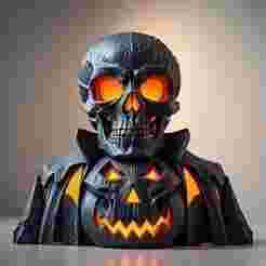 2439 Color 3D Model of a Halloween Skull - Totem Style, Halloween, magic, spider, mask, gnome, gorgon, wild, bat, monster, mutant, fair, witch, werewolf, horror, beast, mutant spider, skeleton, skull