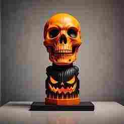 2442 Color 3D Model of a Halloween Skull - Totem Style, Halloween, magic, spider, mask, gnome, gorgon, wild, bat, monster, mutant, fair, witch, werewolf, horror, beast, mutant spider, skeleton, skull