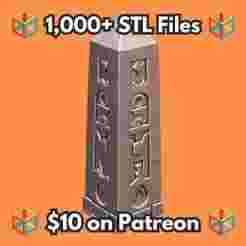 28mm Ancient Stone Obelisk Hieroglyphs Pyramid Top MineeForm FDM 3D Print STL File