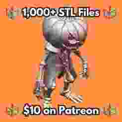 28mm Pumpkin Headed Creature Skeletal Hands Tattered Cloak Creepy Stance MineeForm FDM 3D Print STL File