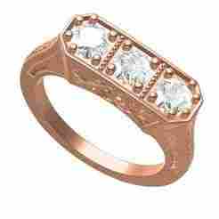 3 Stone Engraving Ring For Women