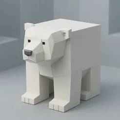3D Cubic Polar Bear Sculpture