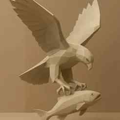 3D Falcon Sculpture in Mid-Hunt
