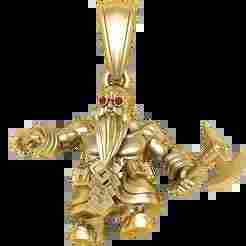 3D gold dwarf warrior pendant