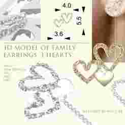 3D model of earrings 'Three Hearts' for 3D printing and casting or design (jewelry design)