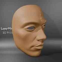 3D Printable Decorative Human Face Wall Mask Sculpture
