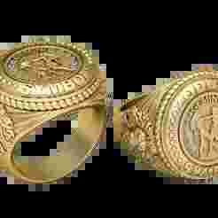 3D Printable Gemini Zodiac Symbol Signet Ring