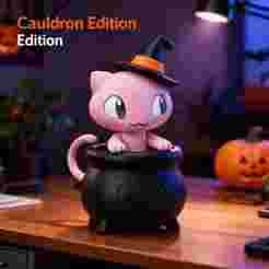 3D Printable Mew Halloween Cauldron Figure