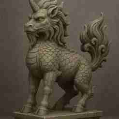 3D Printable Qilin Statue – Mythical Asian Guardian Creature