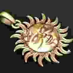 3D Printable Sun Face Pendant
