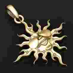 3D Printable Sun Flame Pendant