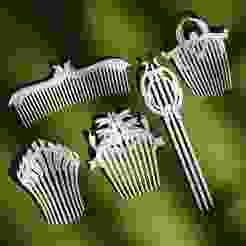 3d Printed Hair Pins, Hair Styling Bundle, 3d Stl Print Hair Comb, Digital Hair Stick Model Bundle, Resin Hair Accessory