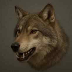 3D Wolf Head Sculpture