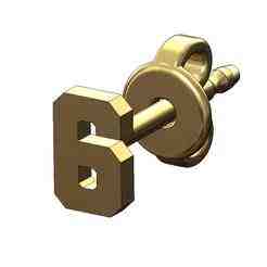 6 six number varsity font stud earring 3D print model
