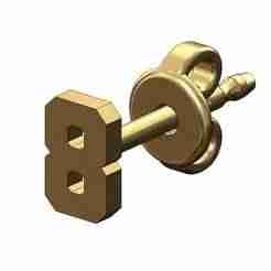 8 eight number varsity font stud earring 3D print model 3D print model