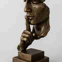 Abstract Shhh Face Sculpture STL – Fragmented Bust Statue 3D Print File – Modern Minimalist Home Decor