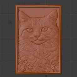 Adorable Fluffy Cat Portrait Relief - High-Detail 3D Model for CNC & 3D Printing