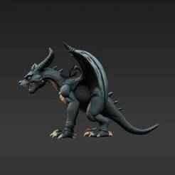 Aggressive Wyvern Figurine Charm for 3D Printing - Detailed Dark Fantasy Dragon Model