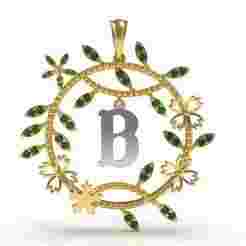 Alphabet B Tiara Diamond Pendant