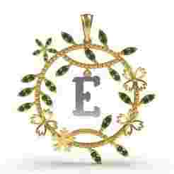 Alphabet E Tiara Diamond Pendant