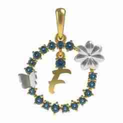 Alphabet F Flower Branch Diamond Pendant