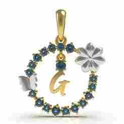 Alphabet G Flower Branch Diamond Pendant