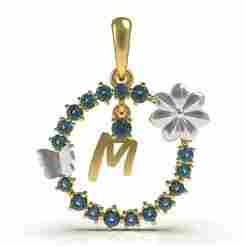 Alphabet M Flower Branch Diamond Pendant