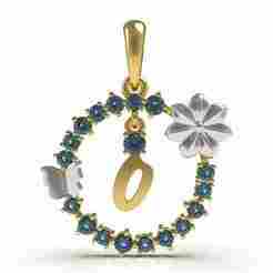 Alphabet O Flower Branch Diamond Pendant