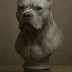 American Staffordshire Terrier Sculpture Bust