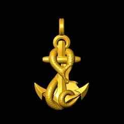 anchor snake pendant charm
