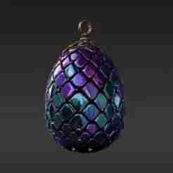 Ancient Gemstone Dragon Egg Pendant - Elegant Fantasy Collectible STL