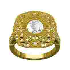 Anique Cushion Shaped Aer Deco Engagement Ring