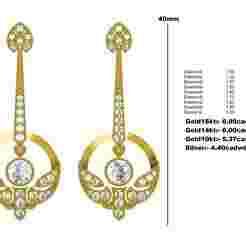 Antique Diamond Long Dangle Drop Earring