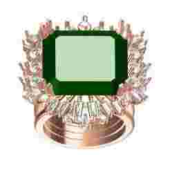 Antique Green Emerald Marquise and baguette Cluster Ring