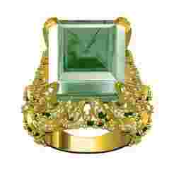 Antique Large Emerald Cut Diamond Cocktail Ring